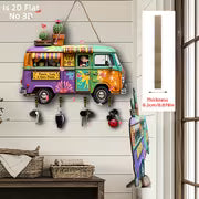 2D Flat Colorful Bus Keyholder