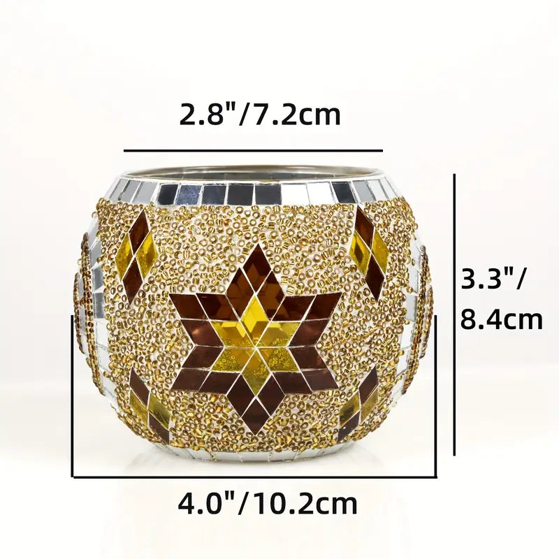 Handcrafted Mosaic Candle Holder Set