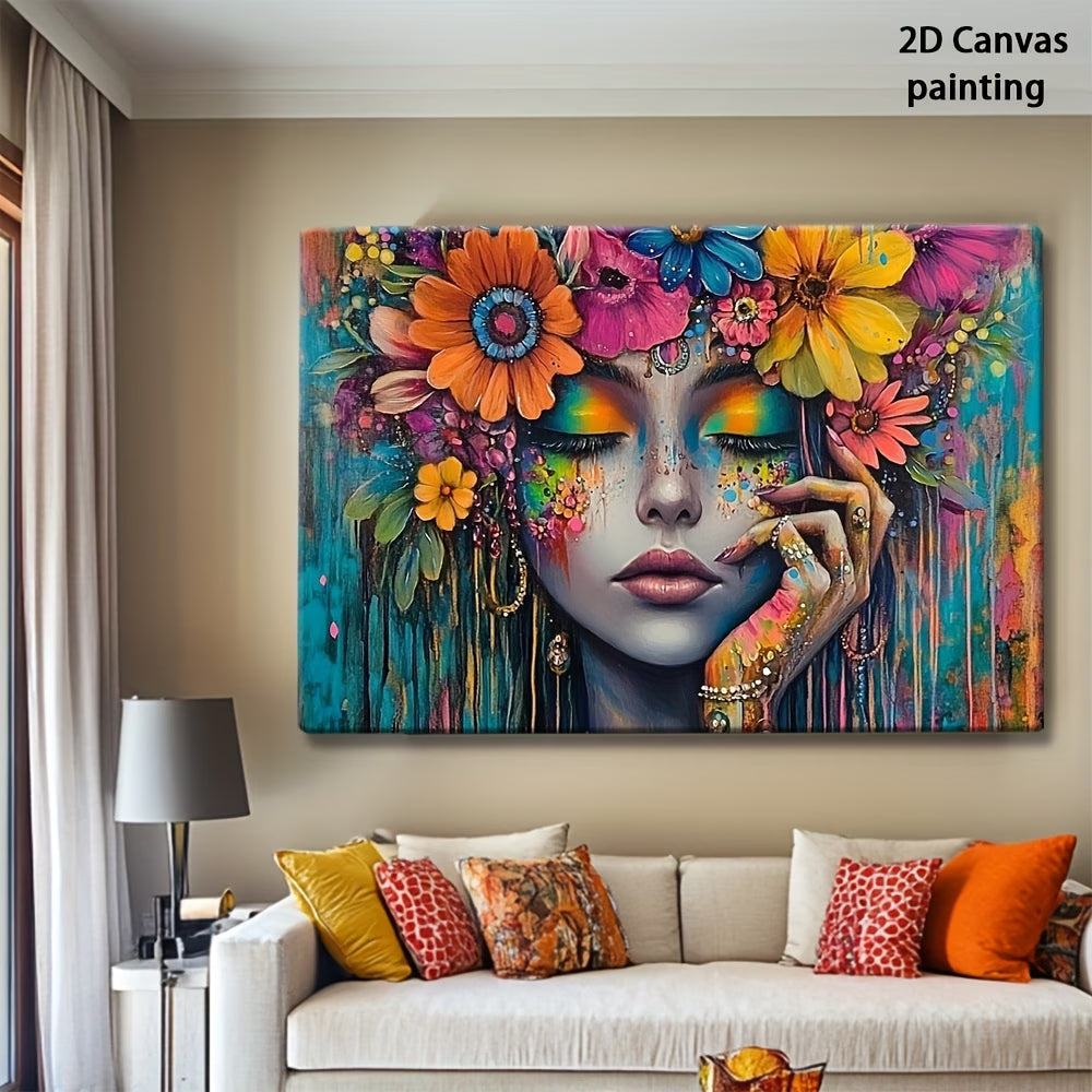 Floral Girl with Flowers Painting