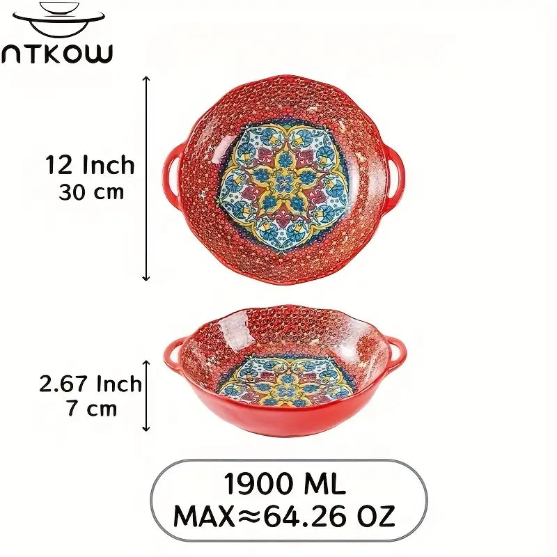 Bohemian Ceramic Salad Bowl