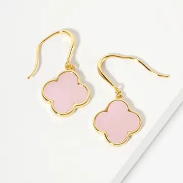 18K-Gold-Dipped 13mm Quatrefoil Drop Dangle Earrings