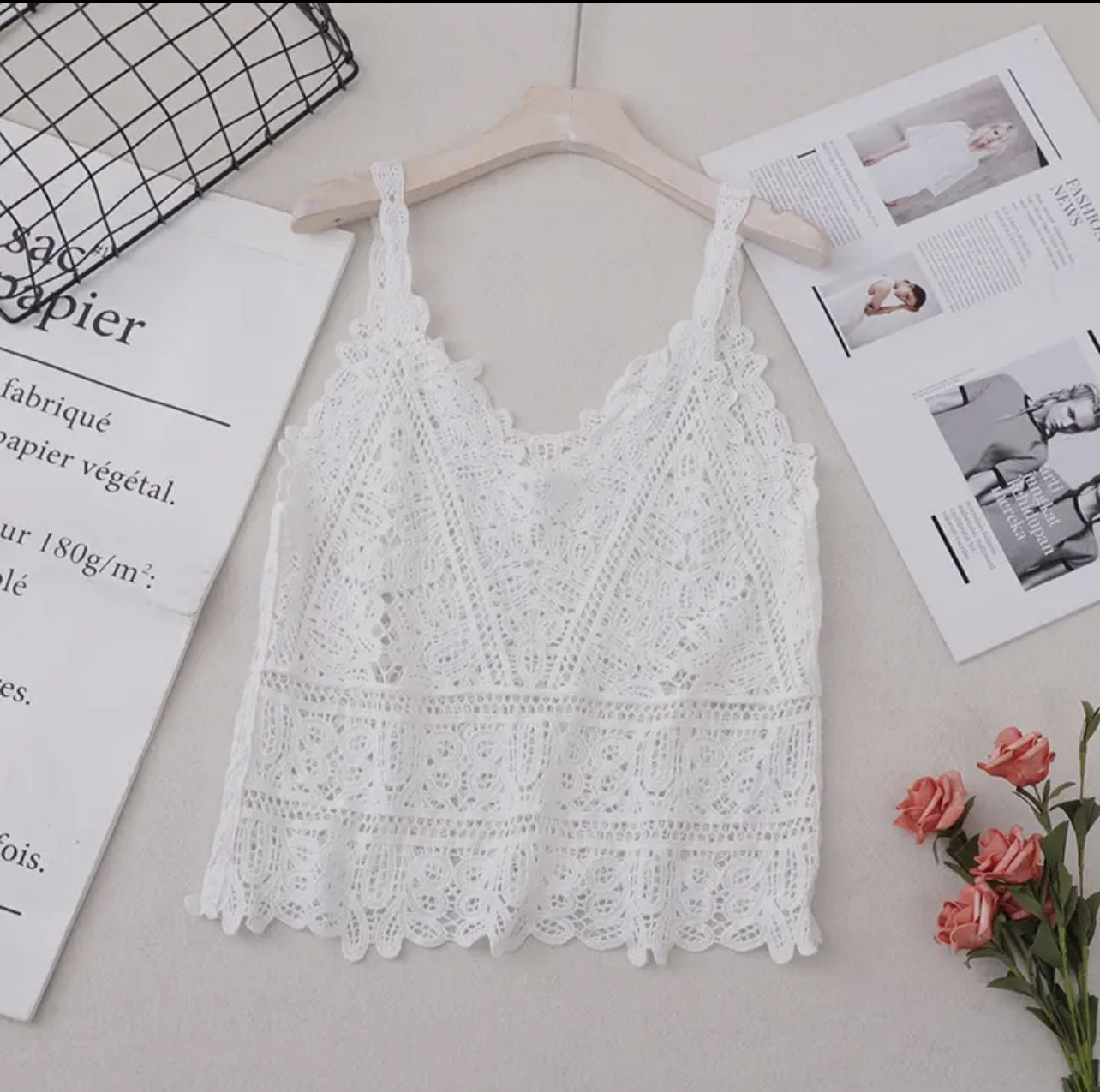 Lace Crochet Cover up Top Tank