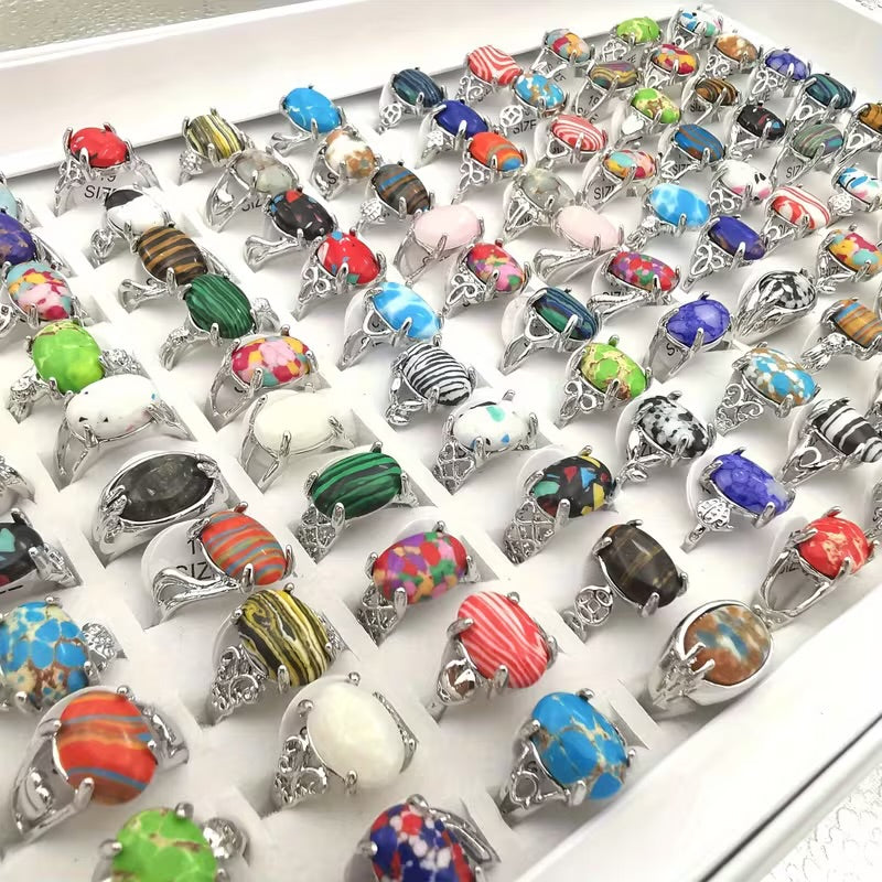 Vintage Bohemian Style Faux Stone Alloy Rings
