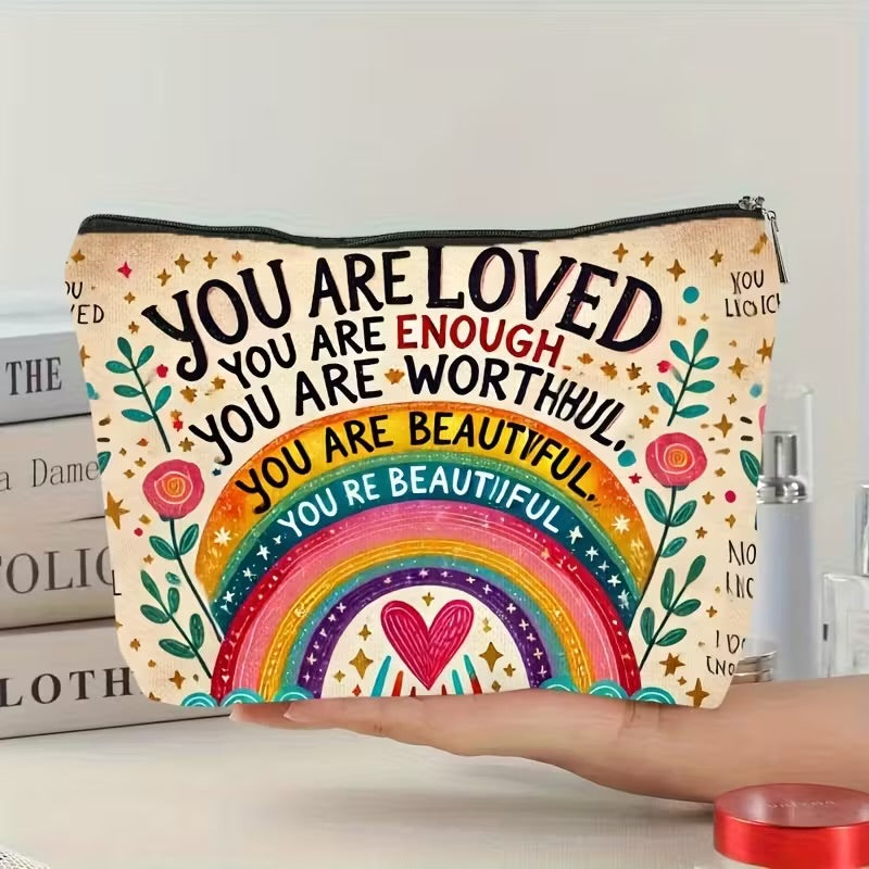 Inspirational Linen Makeup Bag