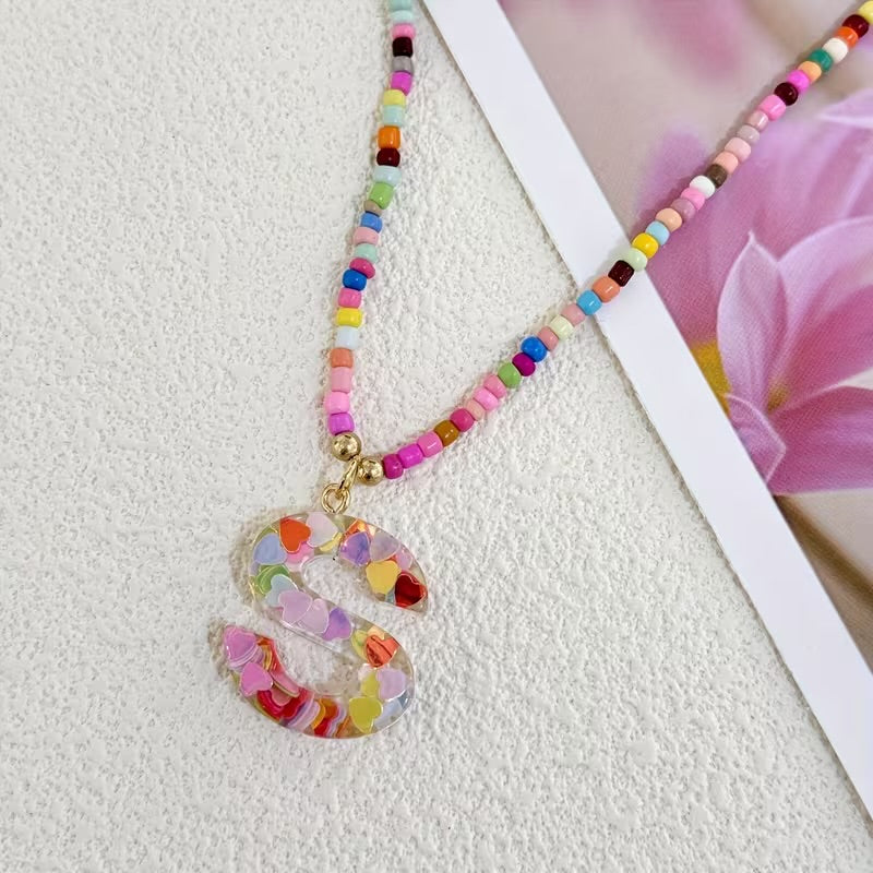 Cute Colorful Beaded 26 Alphabet Letter Charm