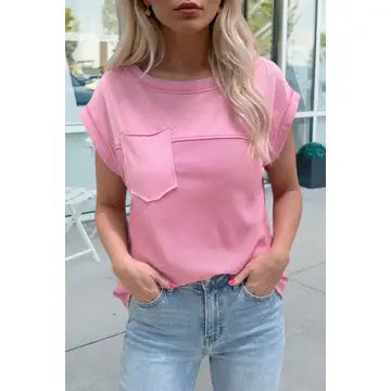 Solid Color Raw Seam Waffled Patchwork