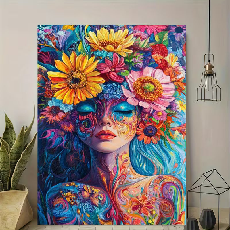 Vibrant Floral Woman Canvas Art