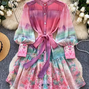 Elegant Floral Print Midi Dress